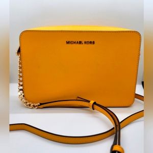 Michael Kors Yellow Leather Jet Set Crossbody Bag💛